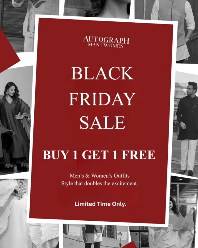 Black Friday just got better! 🎉
Shop your favourite styles and get double the fashion, double the excitement with our BUY 1 GET 1 FREE offer. Hurry limited time only!🛍️✨[blackfriday, sale, fashiondeal, buy1get1, menswear, womenswear, shoppingtime, festivestyle, autographstore]#blackfridaysale #buy1get1 #fashionbrand #autographmanwomen #limitedoffer #shoppingseason #styledeal #festiveshopping #trendywardrobe