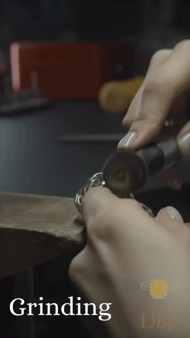 The grinding is the next stage involved in the process of jewellery manufacturing. The grinding involves the use of polisher which is used to grind off the nub (A nub is resulted after the process of casting; once the raw casting is clipped off from the casting tree and appears at the place where the spruce was attached with the gold piece!). The polisher utilizes the motorized grinding machine to smoothen the surface of gold piece of the jewellery. The Grinding involves the final process of the polishing, which is carried out by holding the jewellery piece against the spinning grinding wheel and thus resulting a smooth surface as required.
